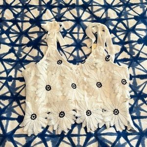 Francesca’s Cropped floral Lace Top